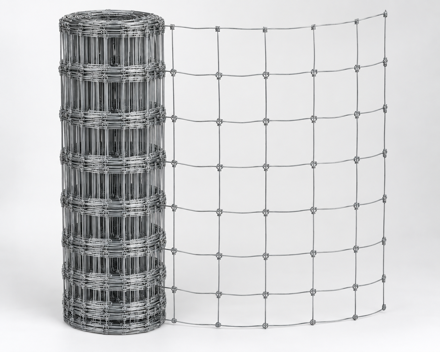 Galvanized knotted wire mesh roll with rectangular openings