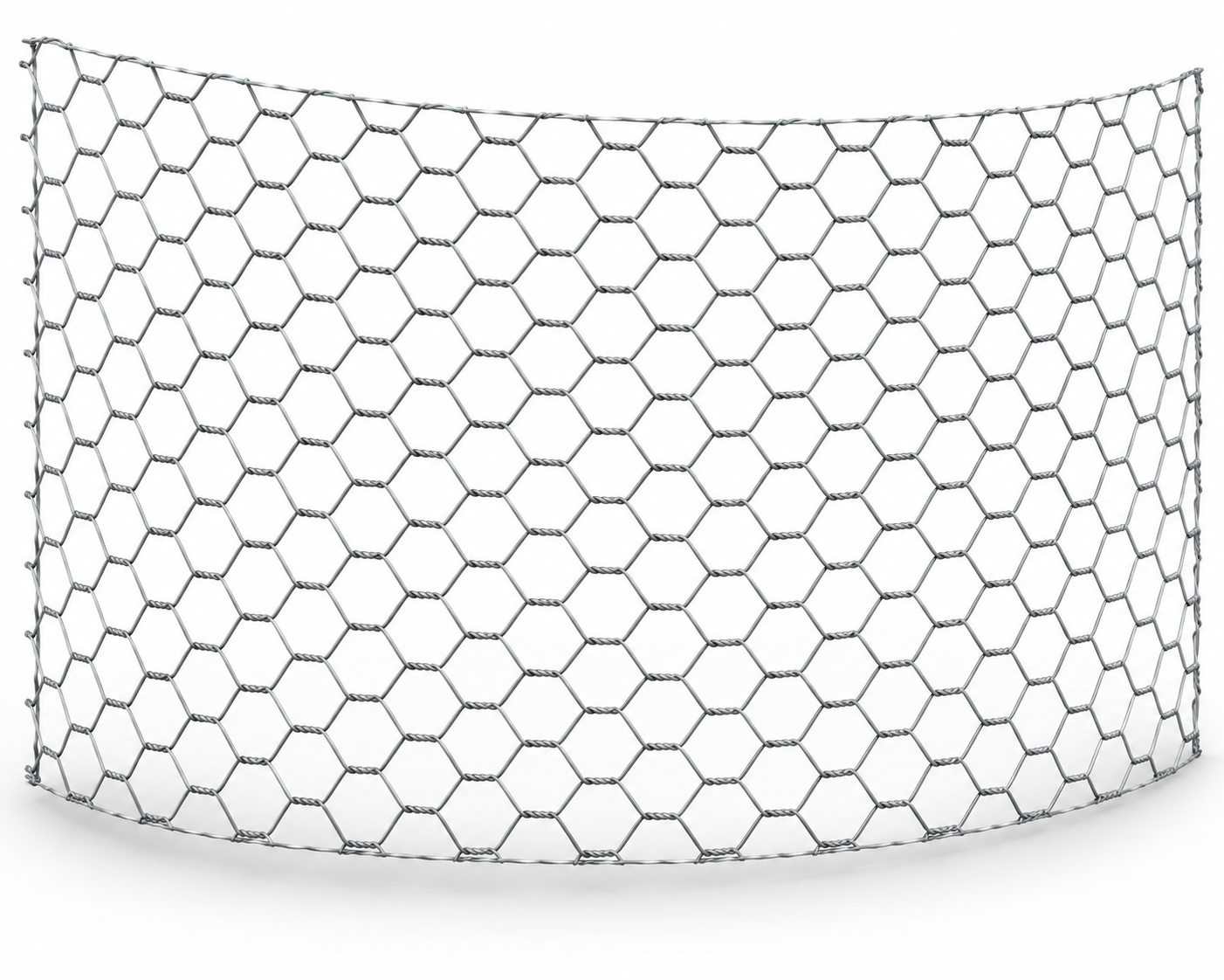 Illustration of hexagonal chicken wire mesh with twisted wire joints